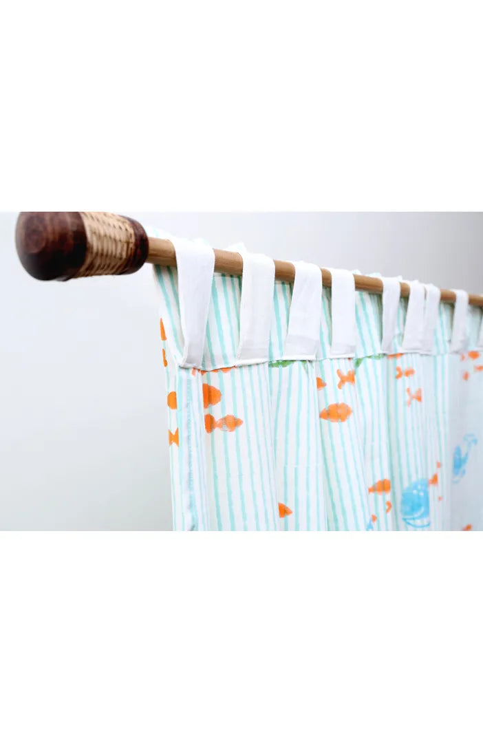 Undersea Oasis Kids Block Print Cotton Curtain