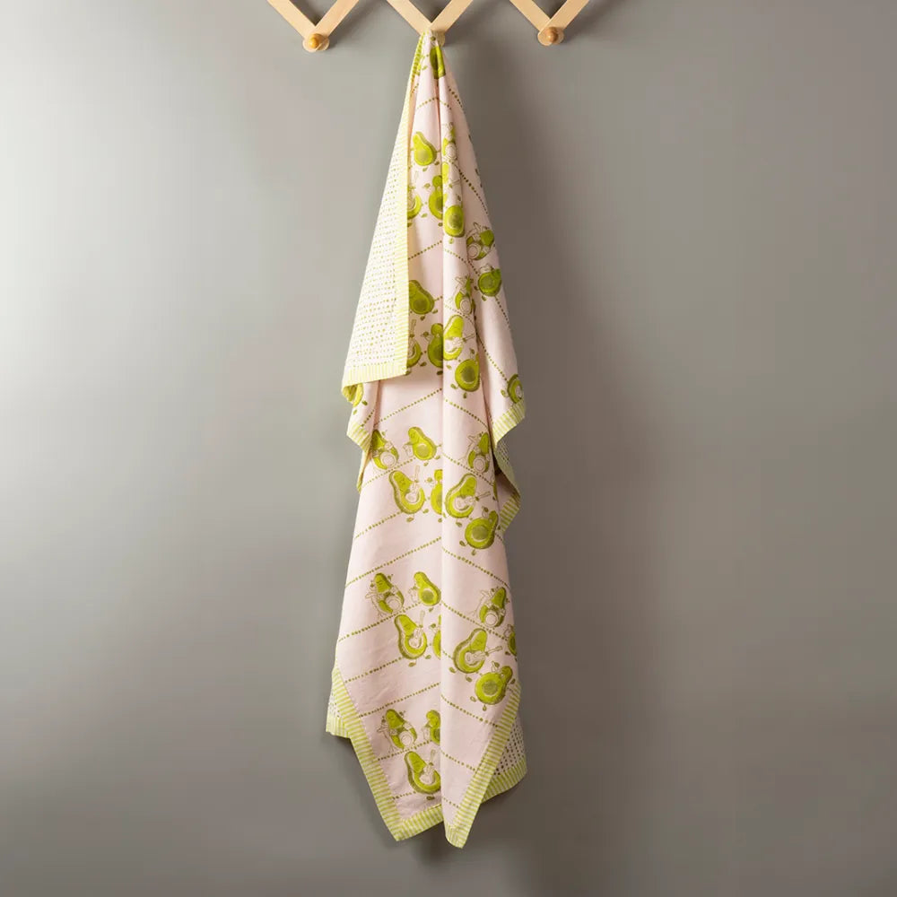 Avocados Jam Kids Block Print Reversible Cotton Dohar
