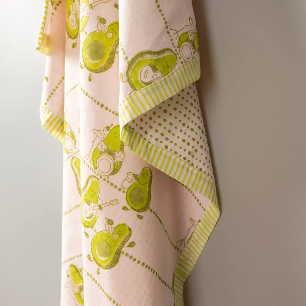 Avocados Jam Kids Block Print Reversible Cotton Dohar