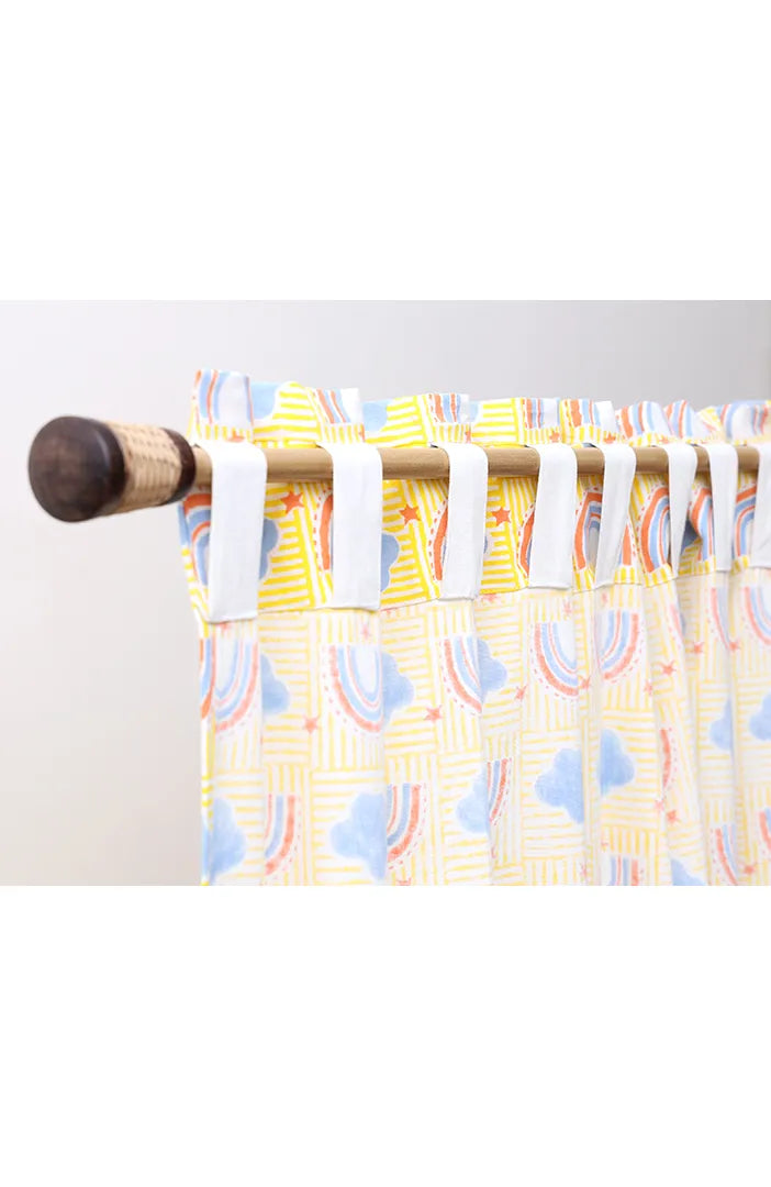 Rainbow Dreams Kids Block Print Cotton Curtain