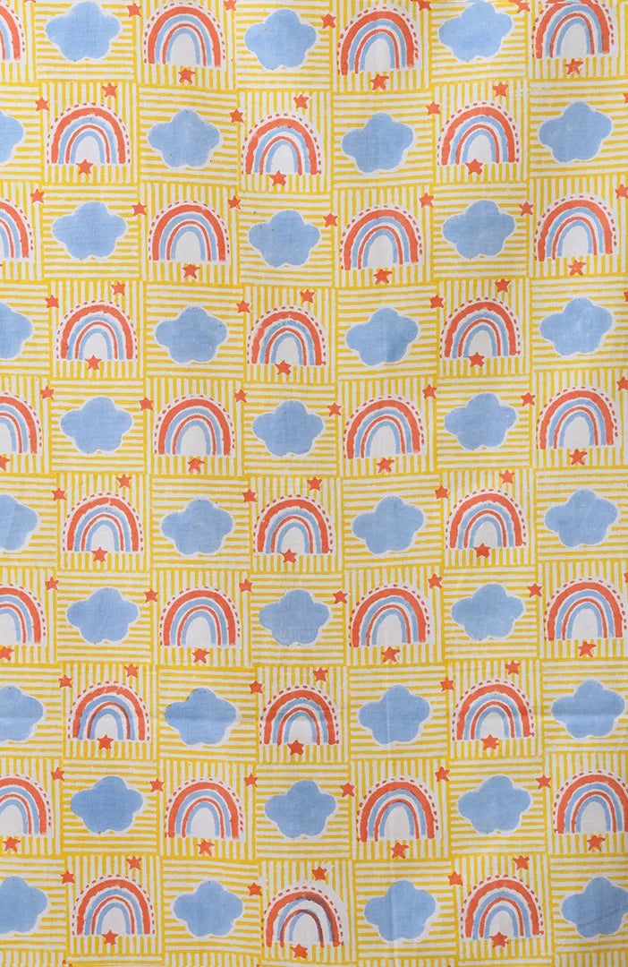 Rainbow Dreams Kids Block Print Cotton Curtain