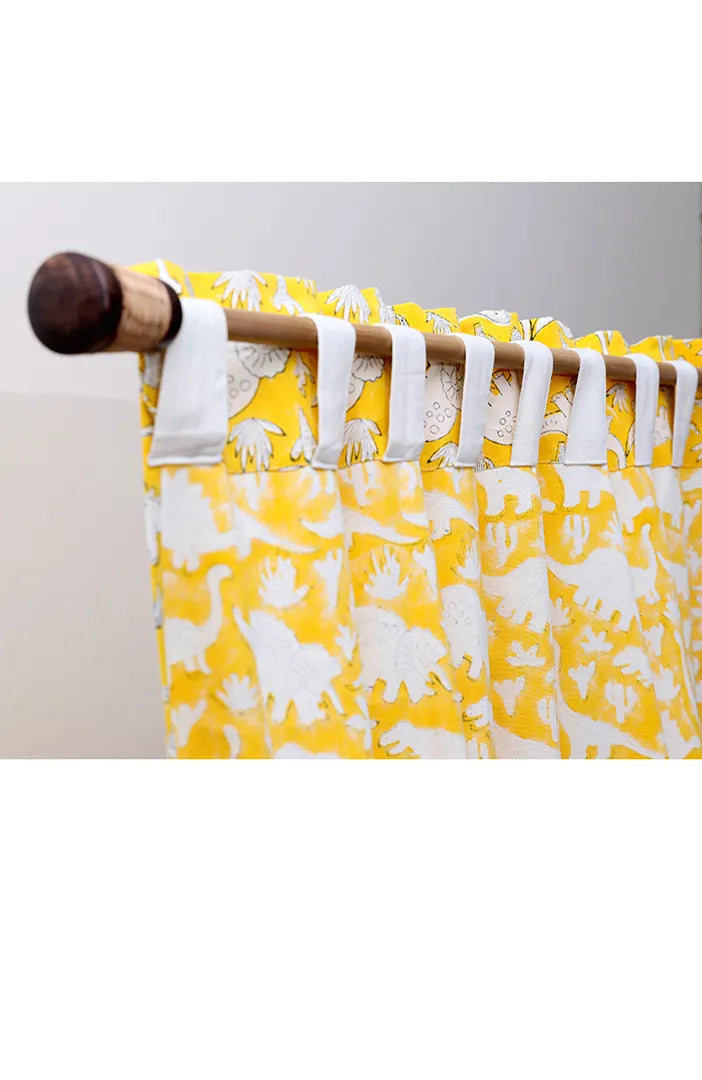 Dinosaur Pals Kids Block Print Cotton Curtain