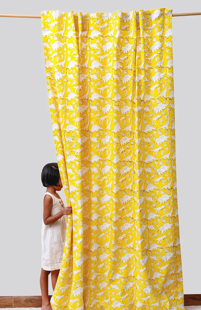 Dinosaur Pals Kids Block Print Cotton Curtain