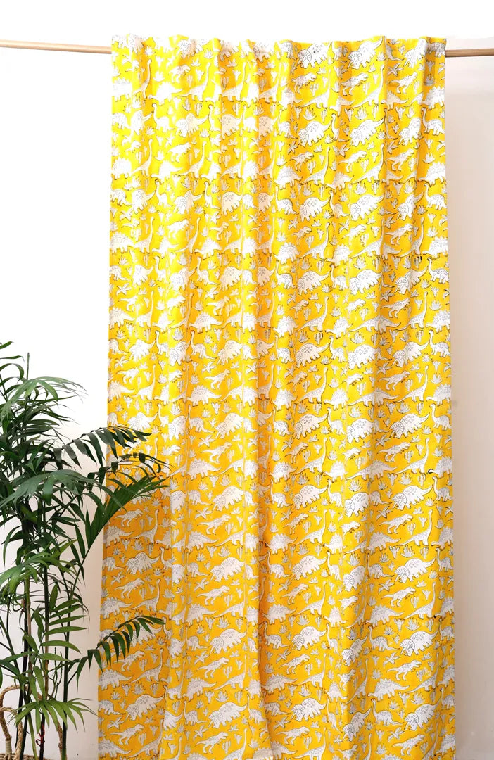 Dinosaur Pals Kids Block Print Cotton Curtain