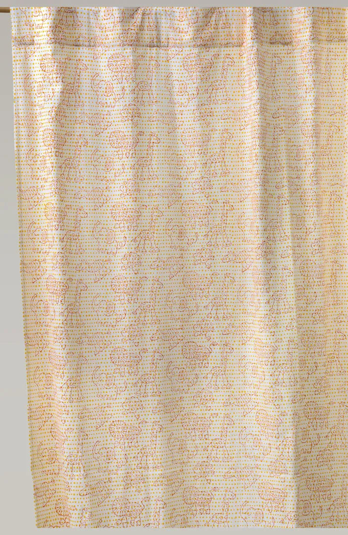 Jungle Safari Kids Block Print Cotton Curtain
